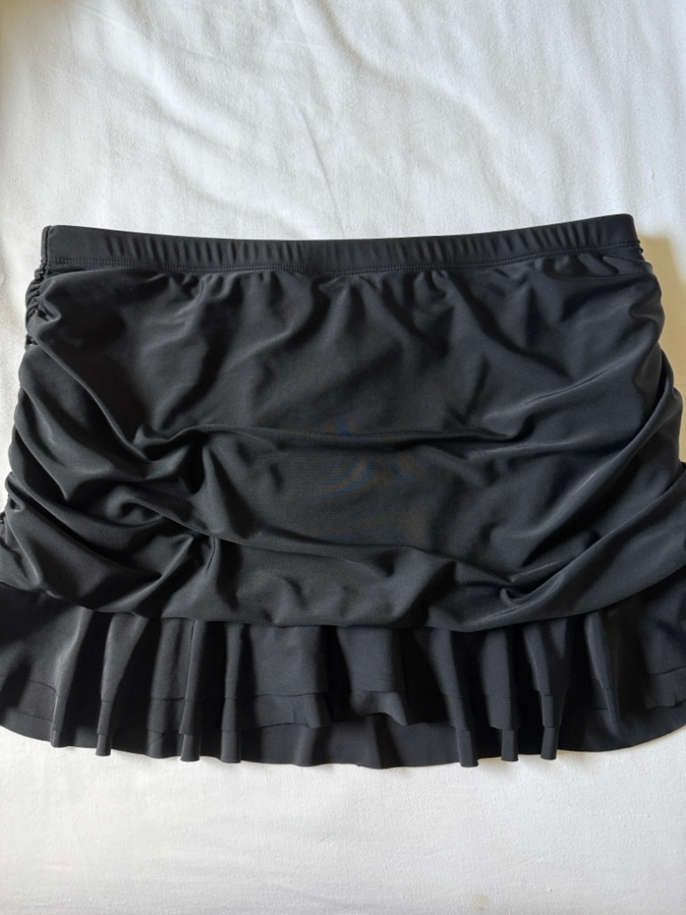 Black Ruched, Ruffled Swim Skirt - Women 2XL